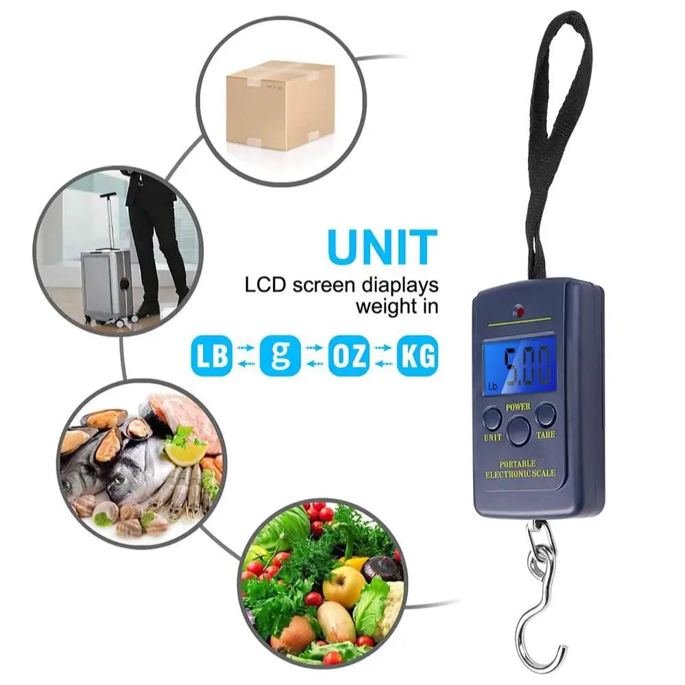 Digital Hanging Hook Scale Portable 40kg/88lb LCD Electronic Scale for Fishing, Luggage & Packages - Image 3