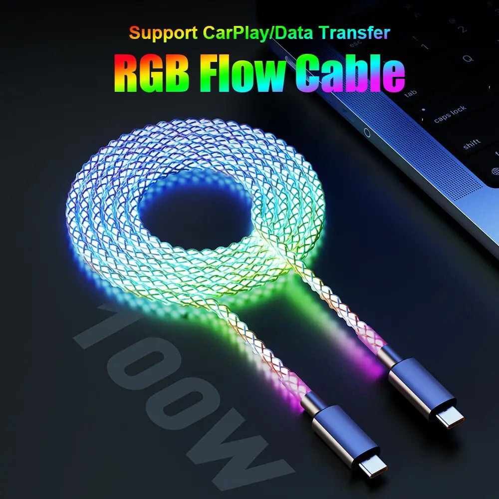 RGB Breathing Light USB-C Cable - 66W Fast Charging with Gradient Effects - Image 6