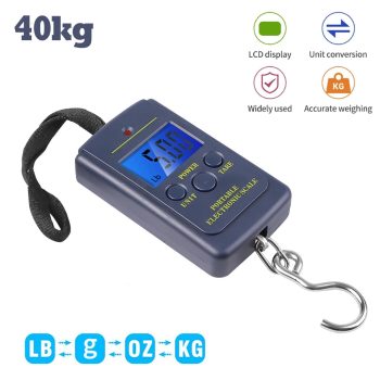 Digital Hanging Hook Scale Portable 40kg/88lb LCD Electronic Scale for Fishing, Luggage & Packages