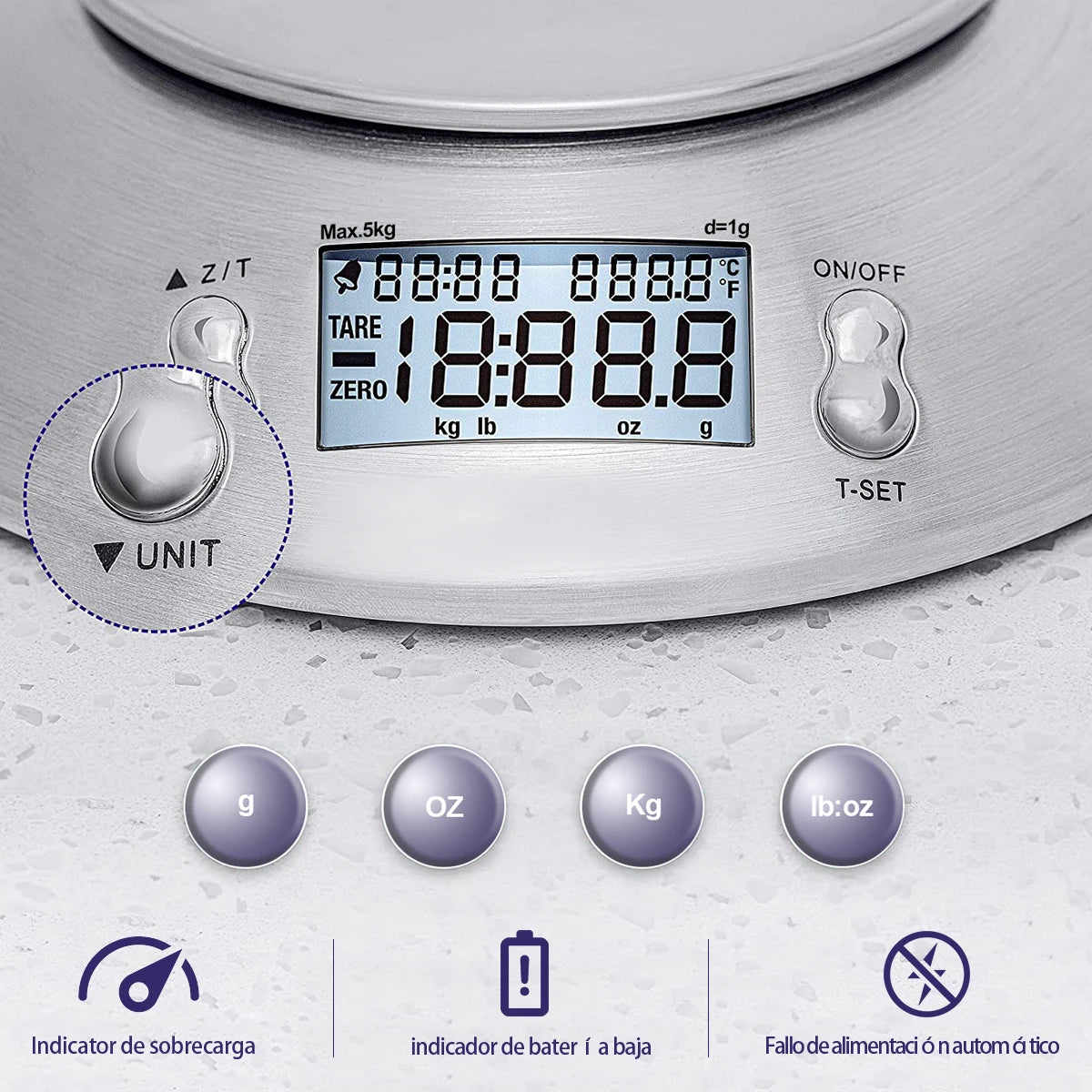 Digital Kitchen Scale 5kg/1g High Accuracy Food Scale with Dough Bowl & Timer - Image 5