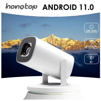 HONGTOP Smart Mini Projector | Android 11, WiFi 6, Bluetooth, 10000L, 720P Home & Outdoor