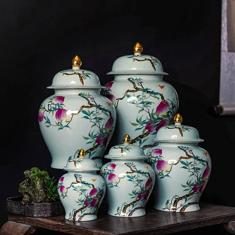Chinese Retro Graffiti Ceramic Tea Pot Porcelain Sealed Storage Jar with Lid, Home Decor Canister