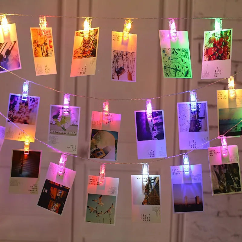LED String Lights 10/20Leds Photo Big Clip Fairy Lights Outdoor Battery Operated Garland Christmas Decoration Party Wedding Xmas - Image 7