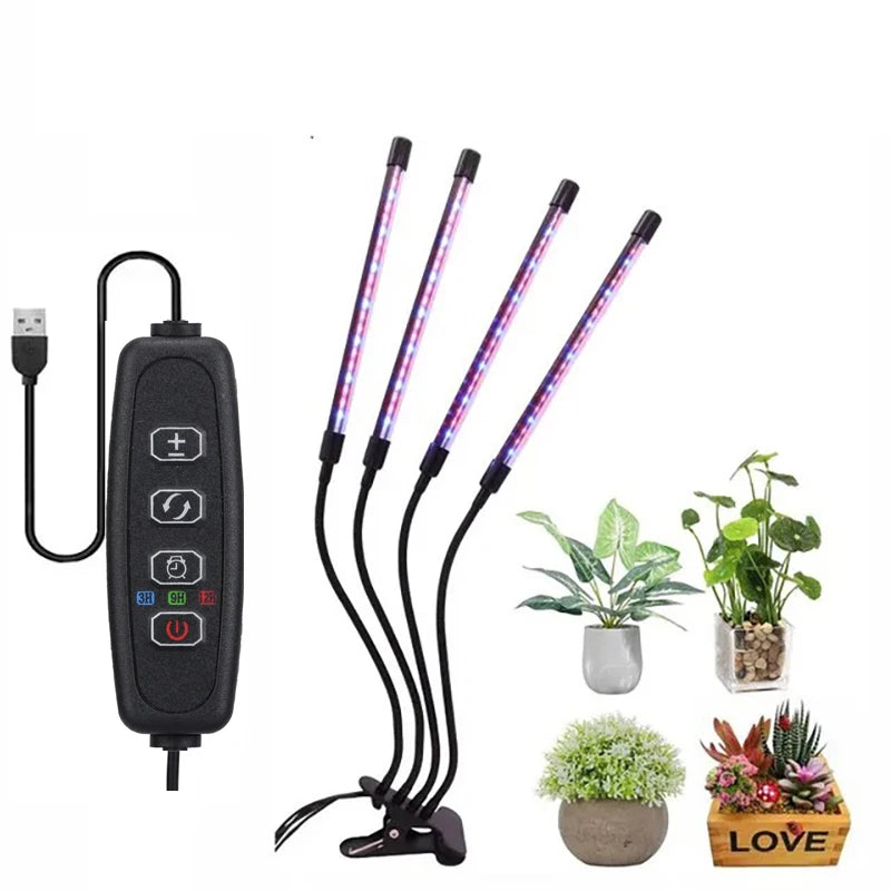 USB LED Plant Grow Light Full Spectrum Dimmable with Timer, 1 to 4 Head Options - Image 9