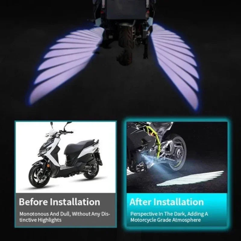 Motorcycle LED Angel Wing Lights - Projection Welcome Light for Chassis Modification - Image 2
