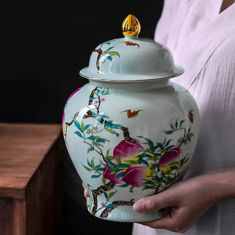 Chinese Retro Graffiti Ceramic Tea Pot Porcelain Sealed Storage Jar with Lid, Home Decor Canister - Image 2