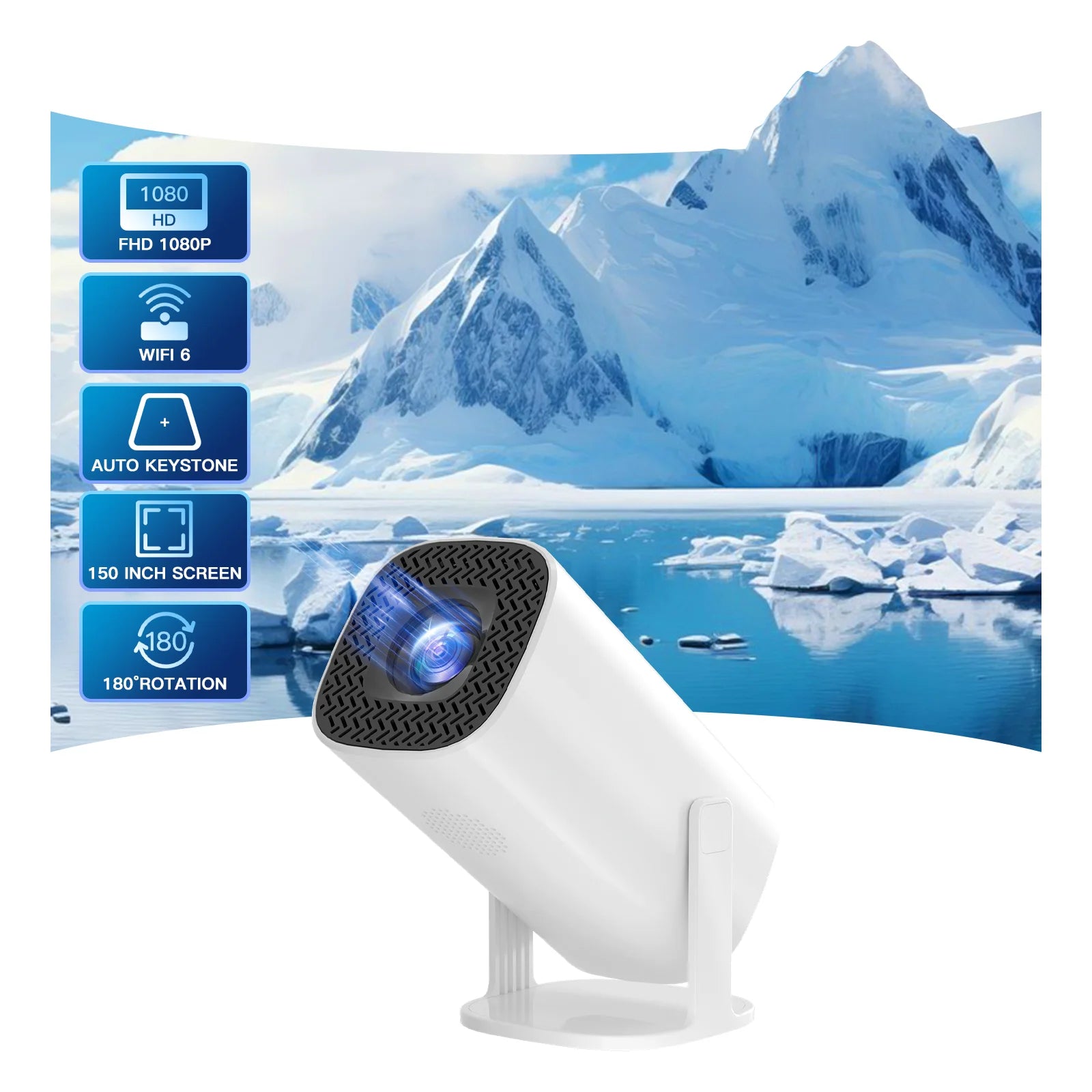 HONGTOP Smart Mini Projector | Android 11, WiFi 6, Bluetooth, 10000L, 720P Home & Outdoor - Image 6