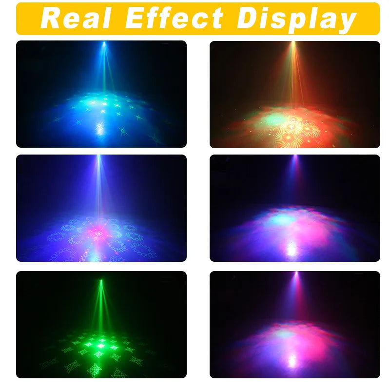 USB Rechargeable Laser Party Light - 60 Patterns Sound Activated Projector with Remote - Image 2