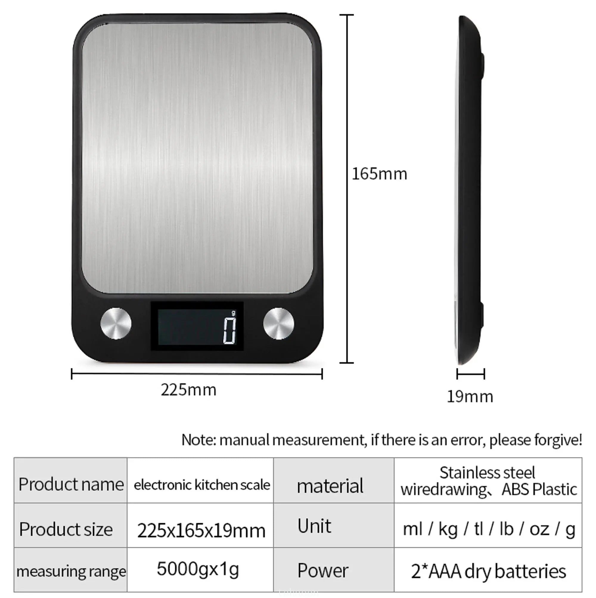 Smart Digital Kitchen Scale Stainless Steel Food Scale, 5kg/10kg/15kg, 7 Units - Image 3