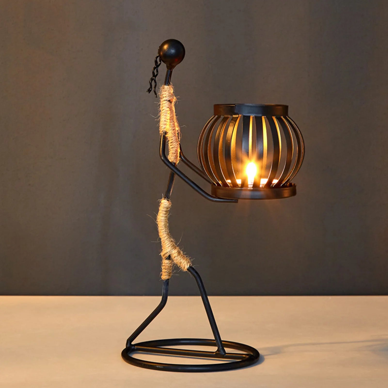 Metal African Women Candle Holder - Decorative Iron Candlestick - Image 3
