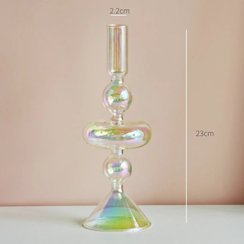 Iridescent Rainbow Glass Candle Holders & Vase Collection - Image 10