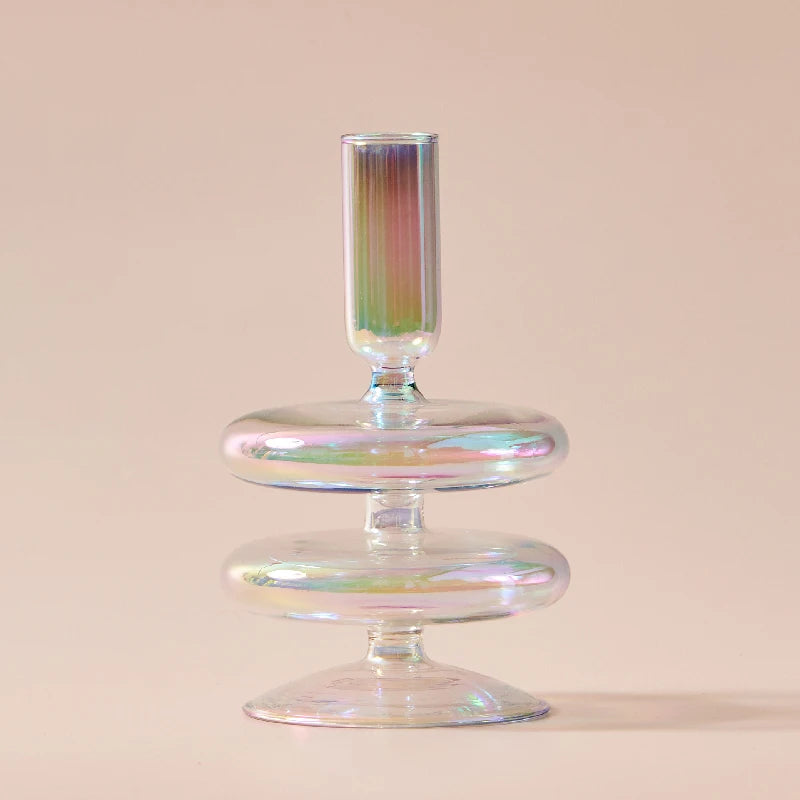 Iridescent Rainbow Glass Candle Holders & Vase Collection - Image 18