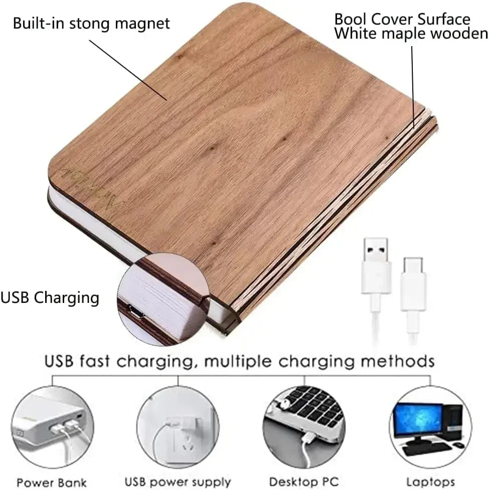 3D LED Book Light - USB Rechargeable Foldable Desk Lamp with Magnetic Design - Image 2