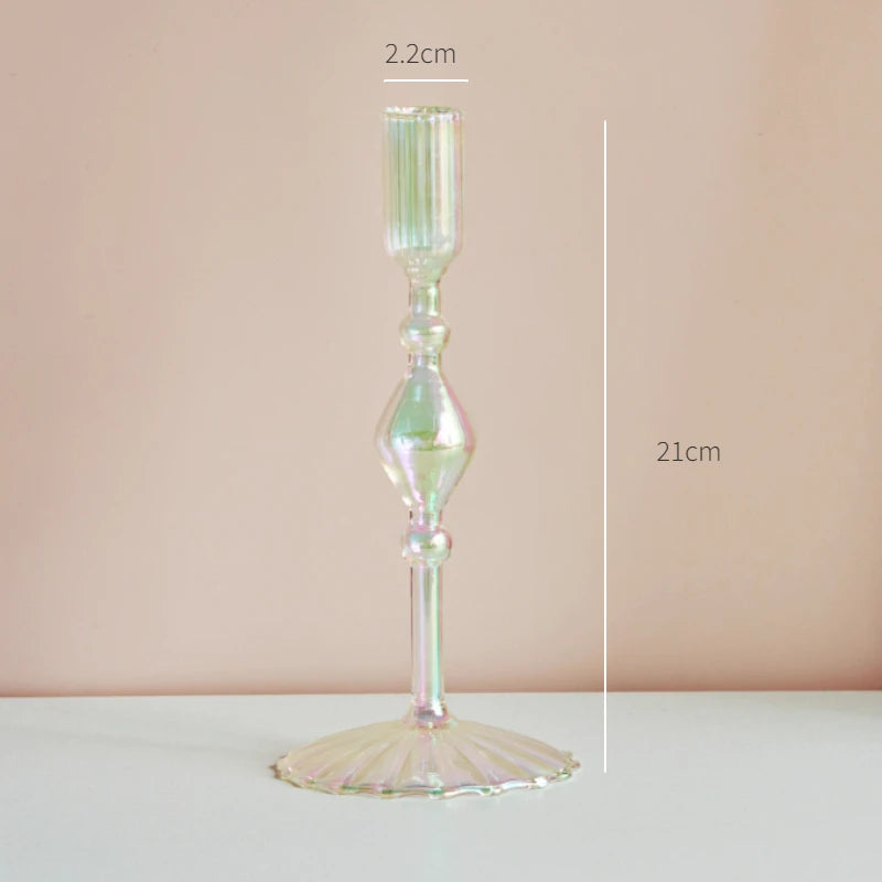Iridescent Rainbow Glass Candle Holders & Vase Collection - Image 12