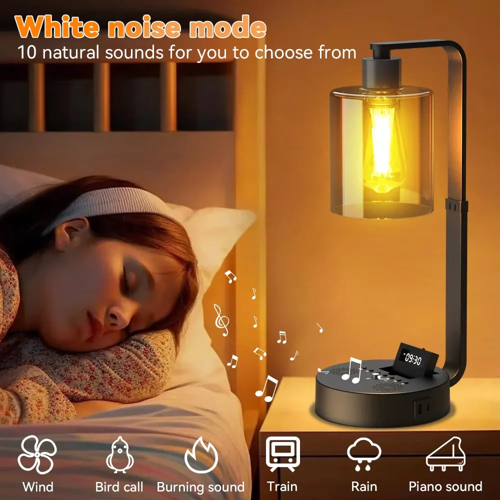 LED Bedside Table Lamp - Dimmable Touch Desk Light with Bluetooth Speaker & Alarm Clock - Image 2