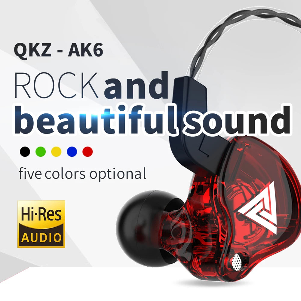 QKZ AK6 Wired Earphones - HiFi Copper Driver Sports Earbuds with Bass - Image 5