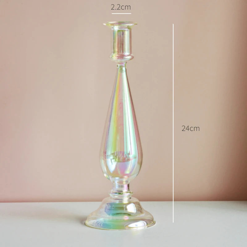 Iridescent Rainbow Glass Candle Holders & Vase Collection - Image 9