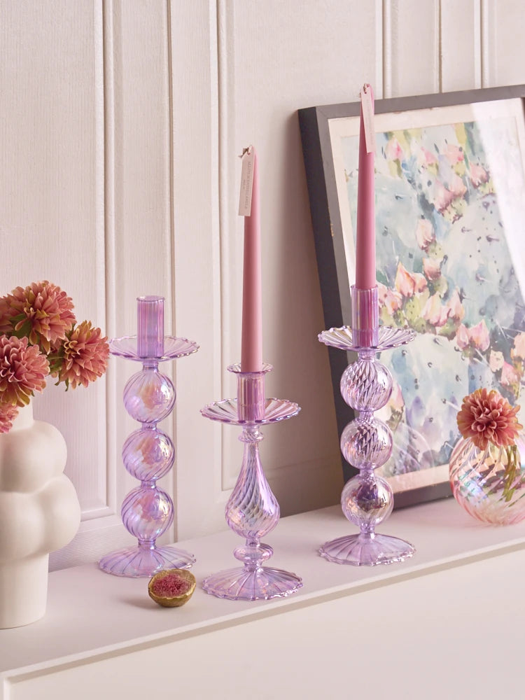 Nordic Rainbow Glass Candle Holders | Scandinavian Candlestick Collection - Image 4
