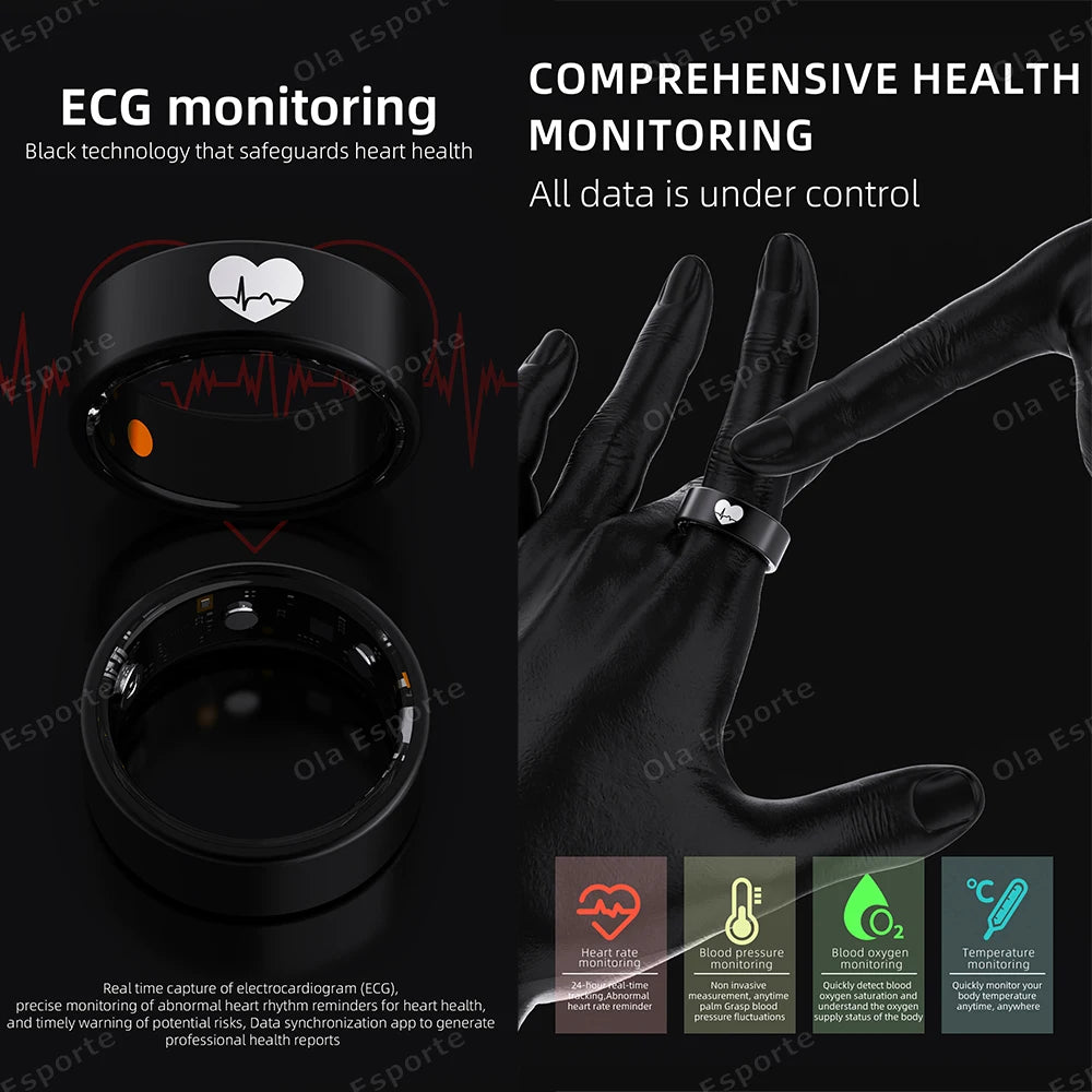 ECG Smart Ring for Men & Women BP, SpO2 & Heart Rate Monitor | 5ATM Waterproof - Image 2