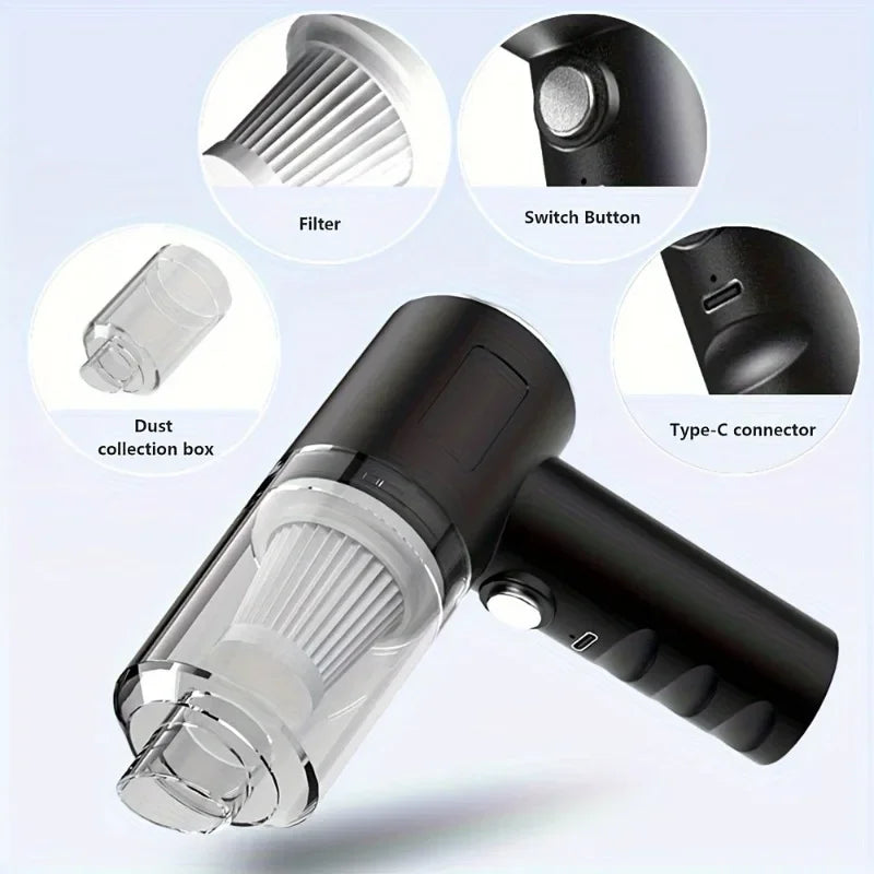 Compact Wireless Car Vacuum - USB Rechargeable Handheld Cleaner - Image 4