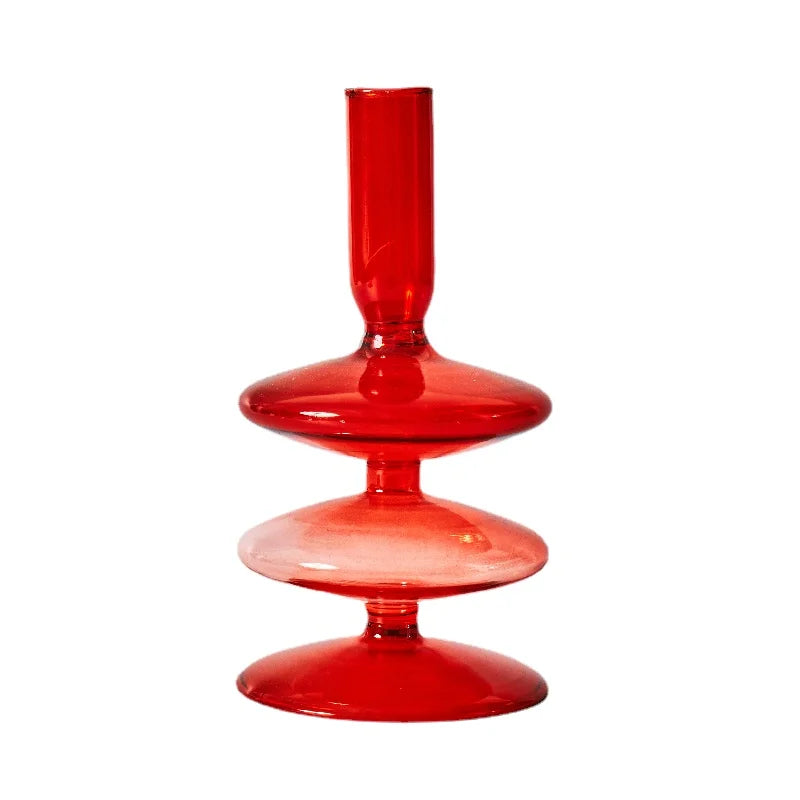 Festive Glass Taper Candle Holders | Red & Green Christmas Candlestick Collection - Image 12