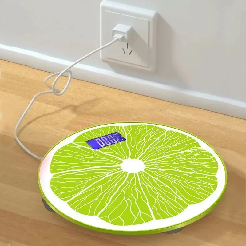 Fruit Slice Digital Body Scale Fun Round LCD Bathroom Scale, USB or Battery Powered - Image 3