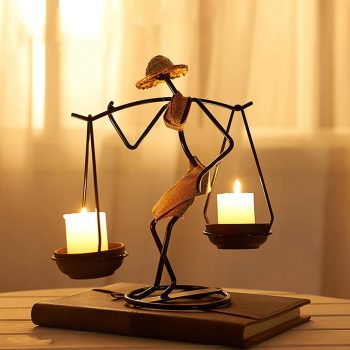 Metal African Women Candle Holder - Decorative Iron Candlestick