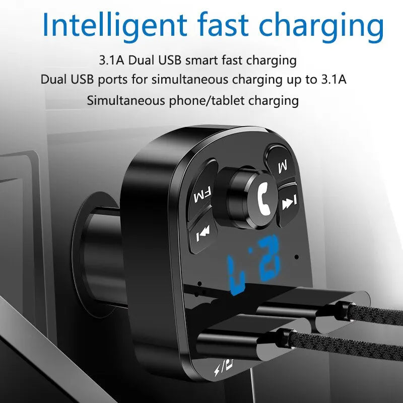 Bluetooth 5.0 FM Transmitter - Dual USB Fast Charger & MP3 Player for Car - Image 2