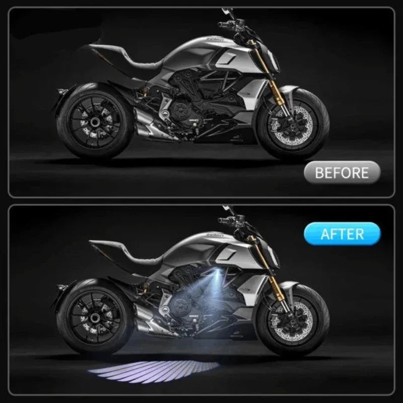 Motorcycle LED Angel Wing Lights - Projection Welcome Light for Chassis Modification - Image 3
