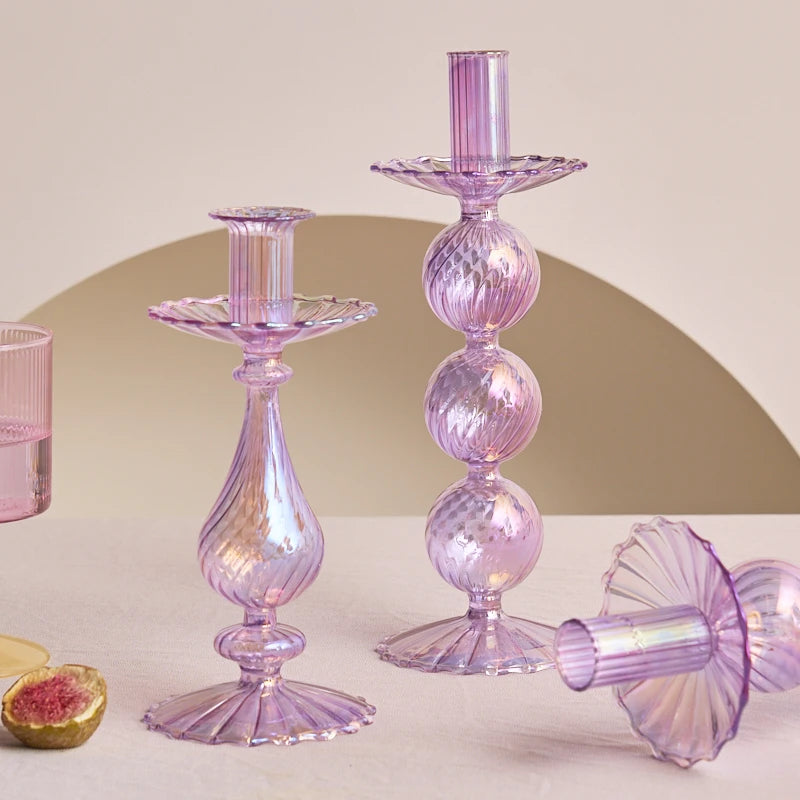 Nordic Rainbow Glass Candle Holders | Scandinavian Candlestick Collection - Image 3