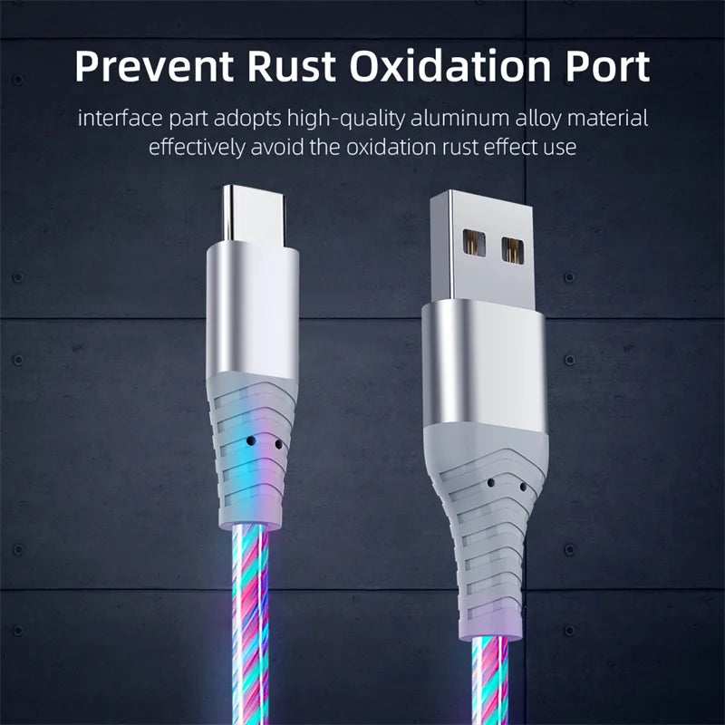 LED Light-Up Fast Charging Cable - USB Type C & Micro USB - Image 2