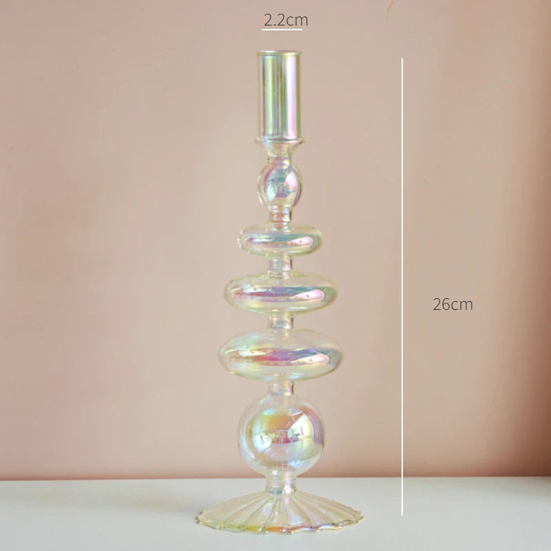 Iridescent Rainbow Glass Candle Holders & Vase Collection - Image 7