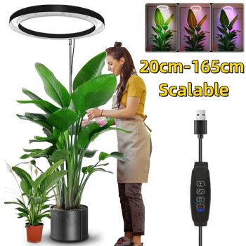 165cm Adjustable Ring LED Grow Light Full Spectrum Indoor Plant Lamp with Timer