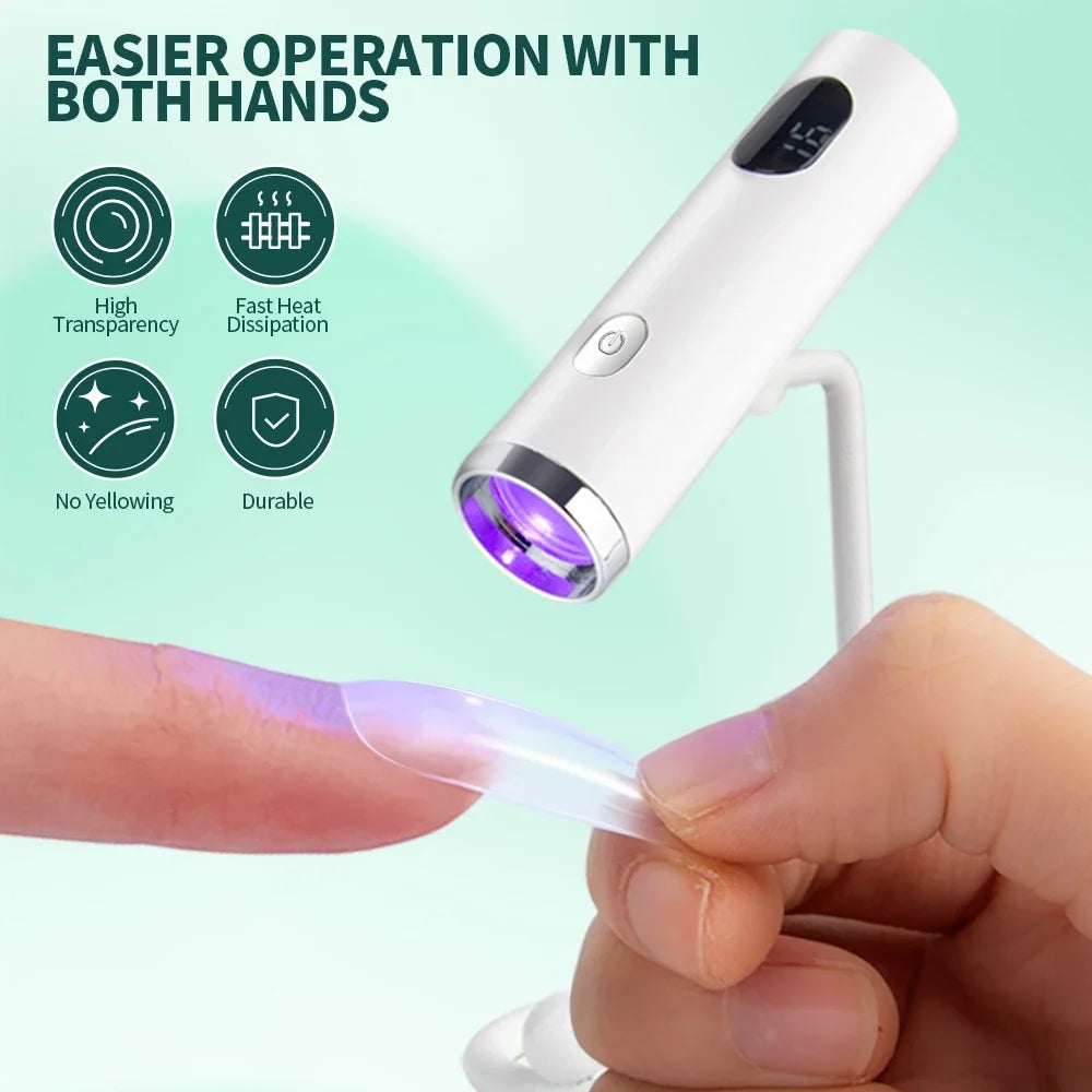 UV LED Nail Lamp with 360 Magnetic Stand Cordless USB Rechargeable Gel Dryer - Image 3
