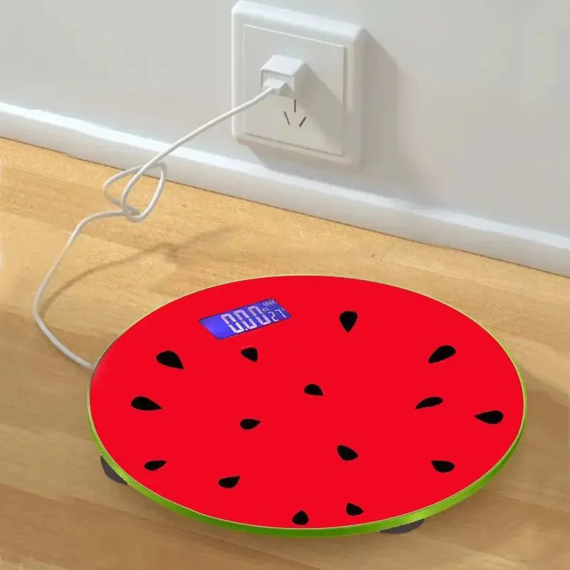 Fruit Slice Digital Body Scale Fun Round LCD Bathroom Scale, USB or Battery Powered - Image 2