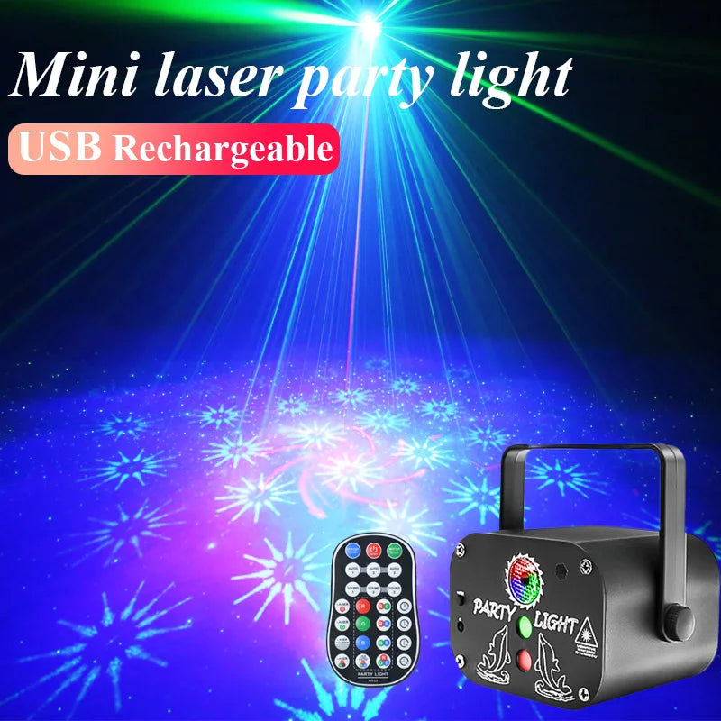 USB Rechargeable Laser Party Light - 60 Patterns Sound Activated Projector with Remote