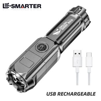Tactical LED Flashlight - Telescopic Zoom, High Power Rechargeable Torch
