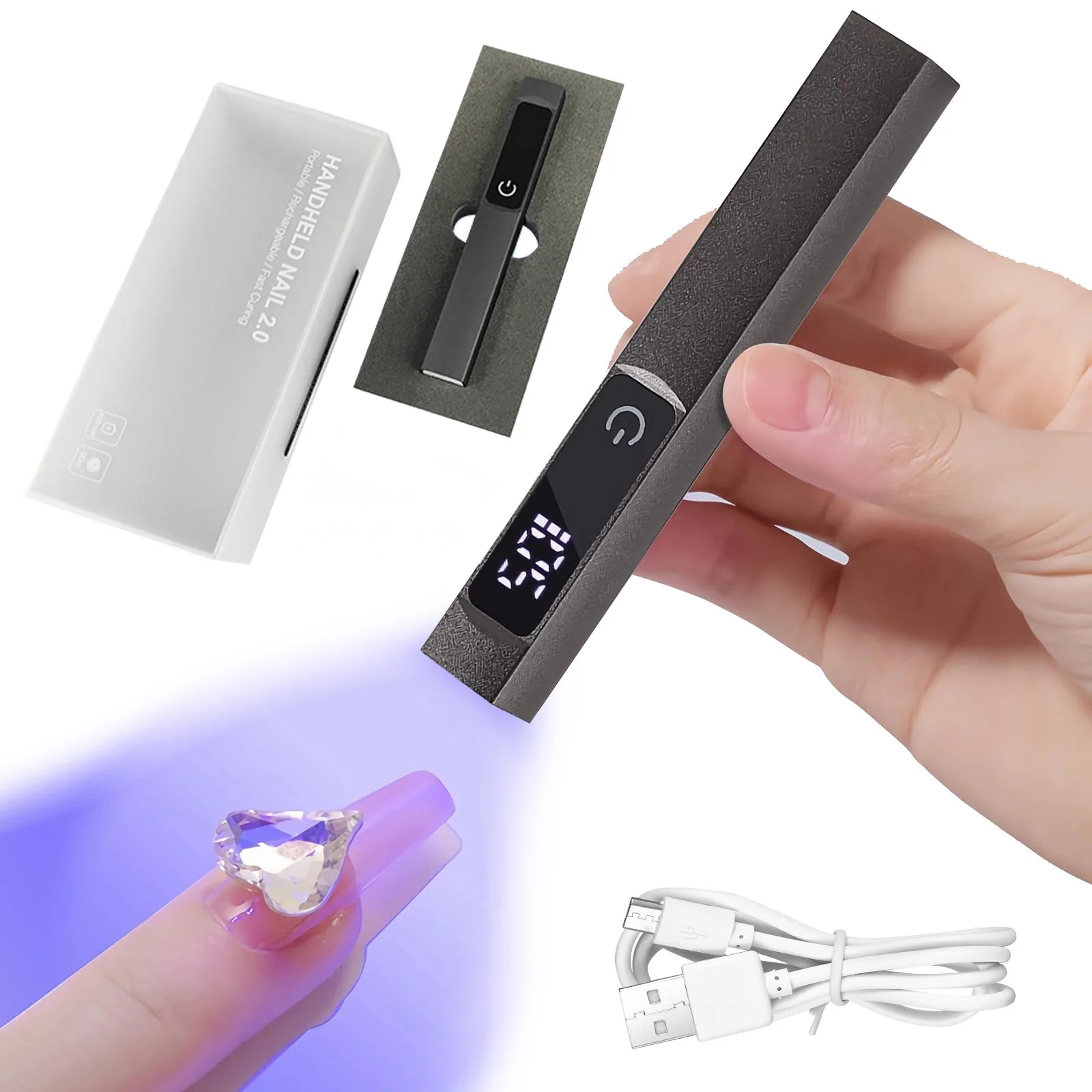 Portable UV LED Nail Lamp with Touch Screen Handheld Gel Dryer for Home & Salon