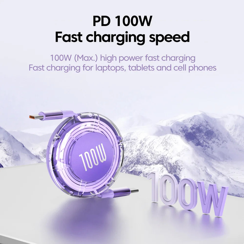 Retractable 100W USB-C Cable - PD Fast Charging for iPhone 15, MacBook & Laptops - Image 5