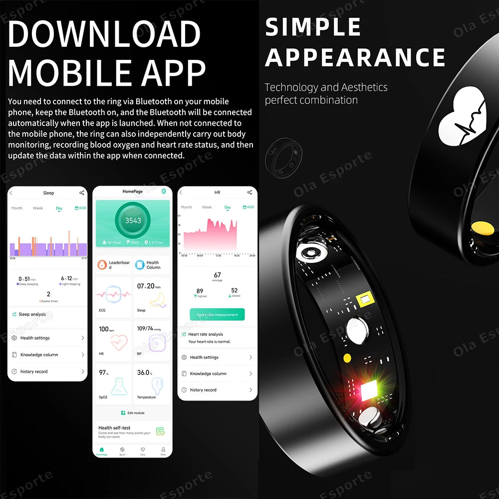 ECG Smart Ring for Men & Women BP, SpO2 & Heart Rate Monitor | 5ATM Waterproof - Image 4