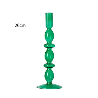 Festive Glass Taper Candle Holders | Red & Green Christmas Candlestick Collection - Image 9