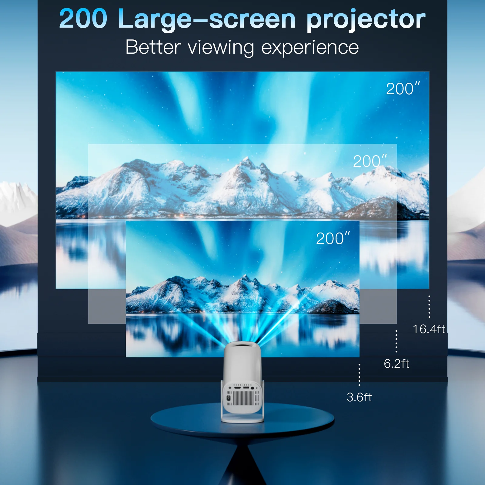 HONGTOP Smart Mini Projector | Android 11, WiFi 6, Bluetooth, 10000L, 720P Home & Outdoor - Image 5