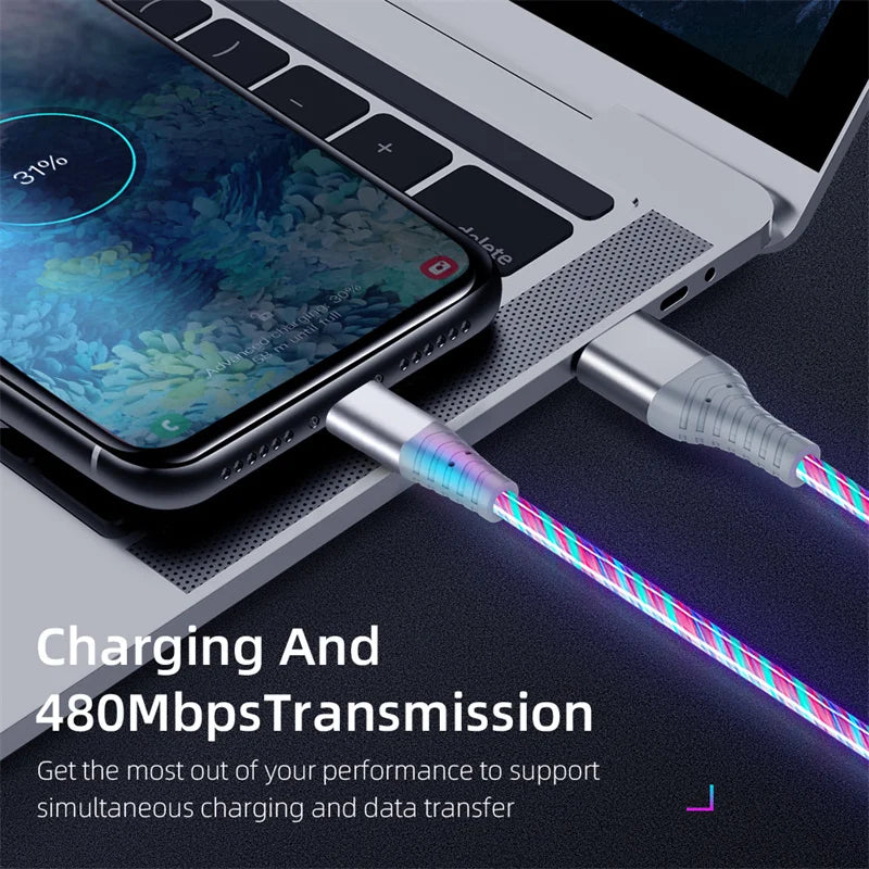 LED Light-Up Fast Charging Cable - USB Type C & Micro USB - Image 5
