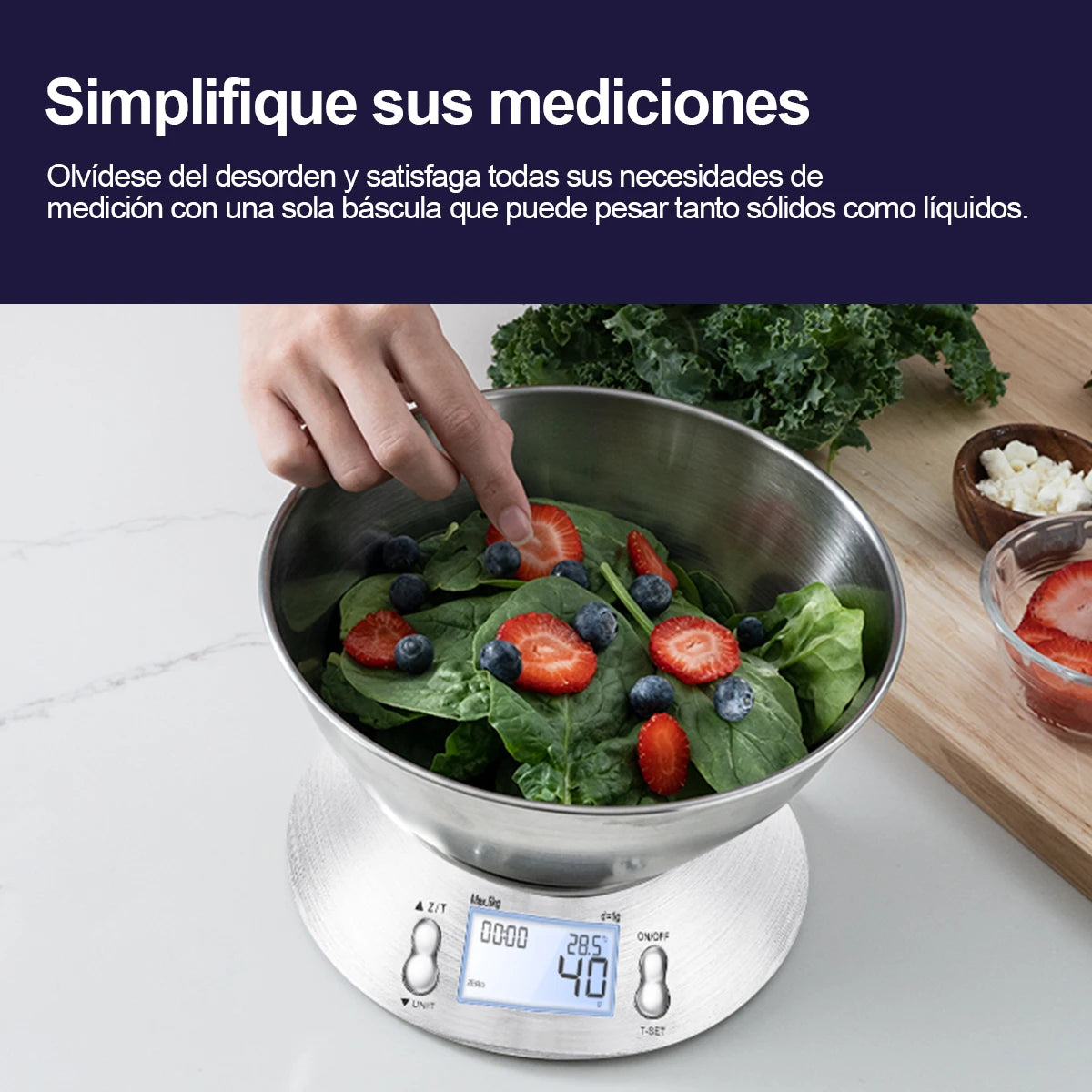 Digital Kitchen Scale 5kg/1g High Accuracy Food Scale with Dough Bowl & Timer - Image 3