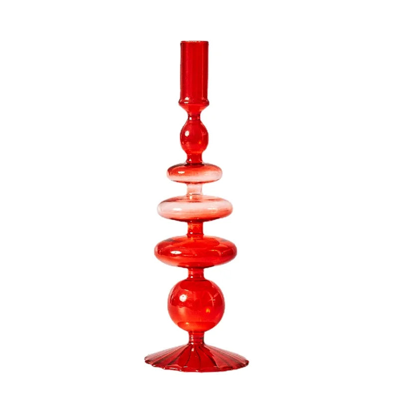 Festive Glass Taper Candle Holders | Red & Green Christmas Candlestick Collection - Image 18