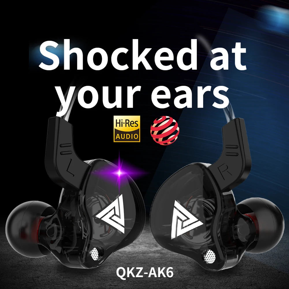 QKZ AK6 Wired Earphones - HiFi Copper Driver Sports Earbuds with Bass - Image 3