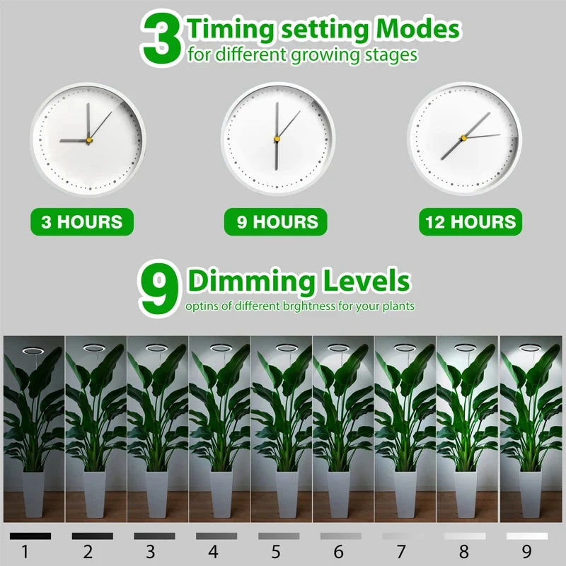 165cm Adjustable Ring LED Grow Light Full Spectrum Indoor Plant Lamp with Timer - Image 3