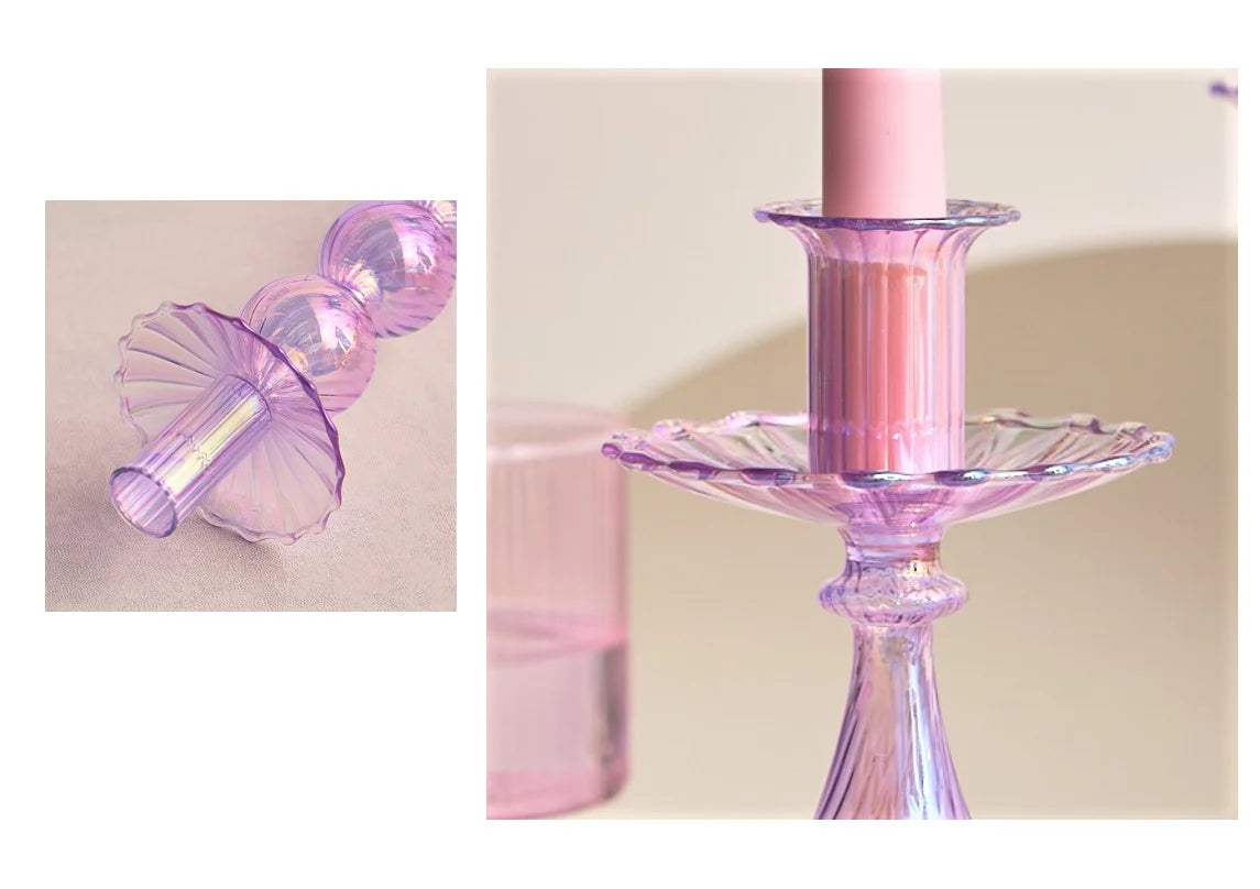 Nordic Rainbow Glass Candle Holders | Scandinavian Candlestick Collection - Image 5