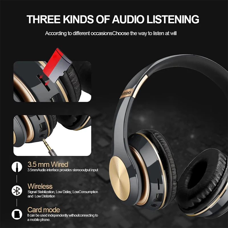Foldable Bluetooth Headphones - HiFi Wireless Over-Ear Sports Headset with Mic - Image 4